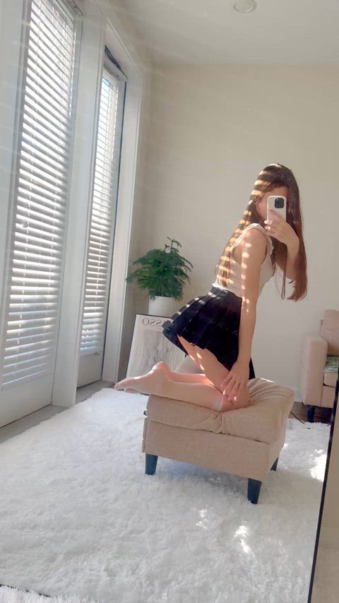 cute onlyfans petite skirt tease teen gif