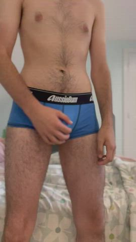 Playing with my bulge first thing in the morning