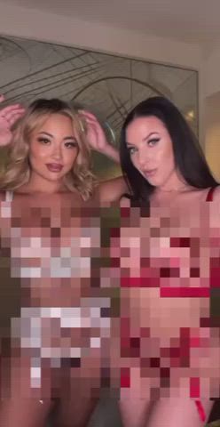 angela white asian big tits bouncing tits censored clothed huge tits lingerie gif