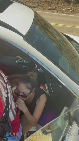 bbc blowjob car car sex face fuck gagging interracial latina sloppy gif