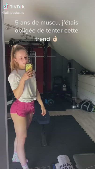 Blonde Fitness Muscular Girl TikTok gif