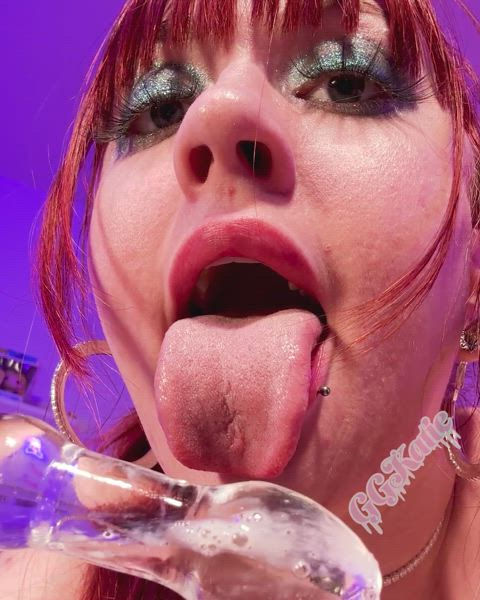 cum licking glass toy licking redhead tongue ggkatie gif