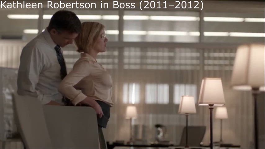 Secretary Kathleen Robertson takes it from behind from her married lover/boss while