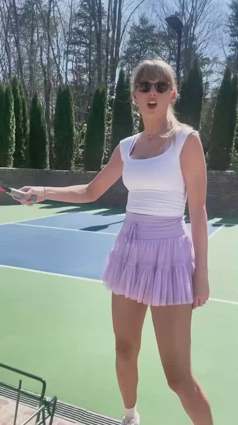 beautiful blonde celebrity legs long legs skirt sport taylor swift uniform gif