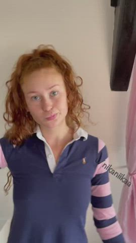 dress hairy pussy innies innocent ponytail pussy redhead teen upskirt gif