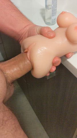 Quick poll: touch yourself if you enjoy seeing me stuff this toy with me cock