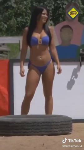bikini body brazilian brunette bubble butt dani goddess pussy tease gif