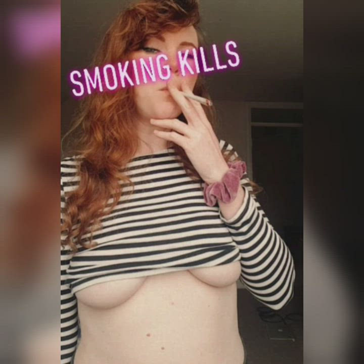 Femdom Goddess Redhead Smoking Worship gif