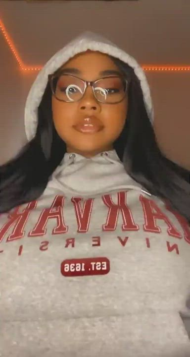 Big Tits College Cute Ebony Flashing Titty Drop gif