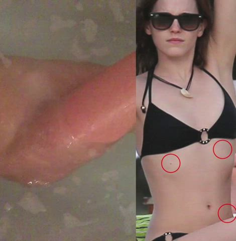 Bikini Celebrity Emma Watson Naked Nude Small Tits Surprise gif