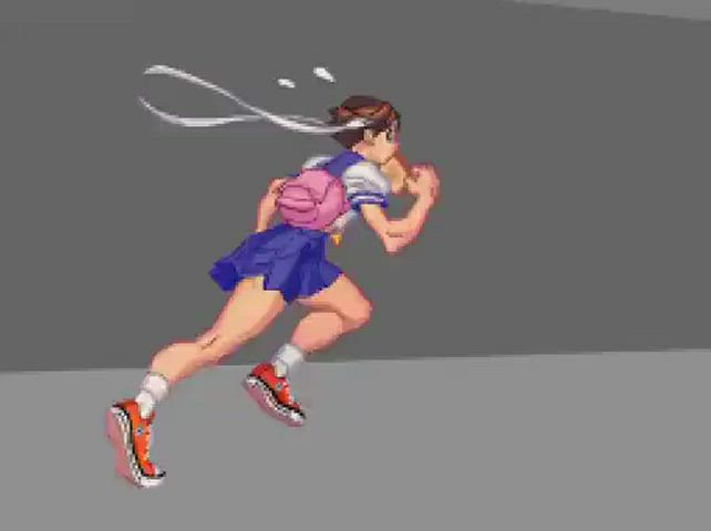Animation Japanese Outdoor Public Schoolgirl Sneakers Upskirt Workout gif
