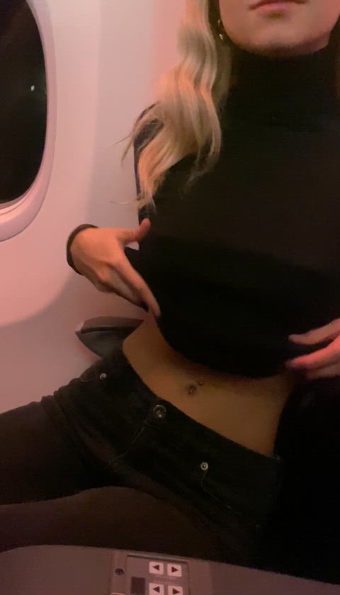 Had a some fun revealing my titties on the plane