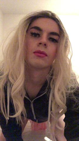 blonde crossdressing dress solo strip trans trans woman undressing femboys gif