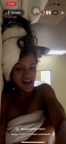 Ebony Flashing Tits White Girl gif