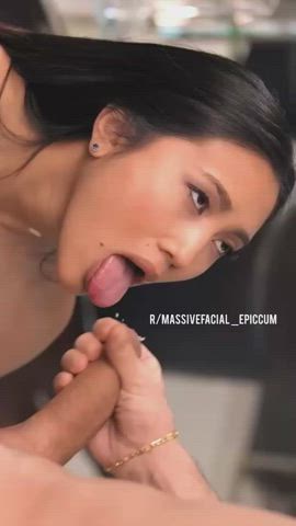 Asian Brunette gets mega Facialized 💦💦💦