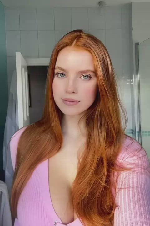 Big Tits Model Redhead gif