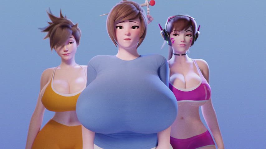 3d animation big ass big tits boobs lesbian milking nipples overwatch tits animated-sex