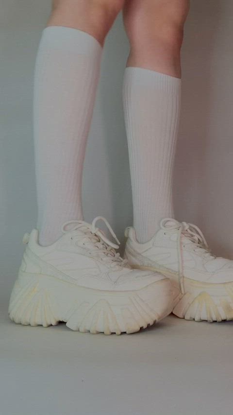 knee high socks sneakers socks gif