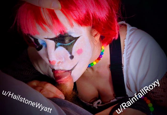 blowjob clown clown girl sucking wife wifey gif