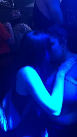 big tits bisexual girl girl kissing lesbian nightclub gif