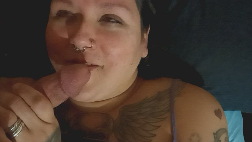 bbw brown eyes cock worship eye contact latina mistress piercing tattoo gif