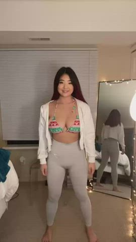 Asian Bikini Bouncing Tits Vertical gif
