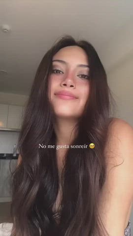 Cute Hair Pulling Smile gif