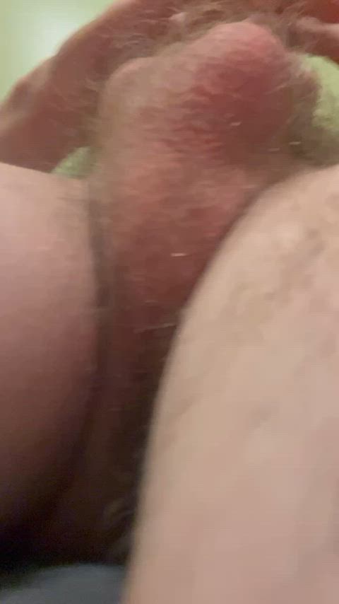 Close Up Of My Hairy Fat Balls While Jacking Off