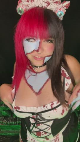 boobs cosplay costume emo goth nipple piercing nipples tits gif
