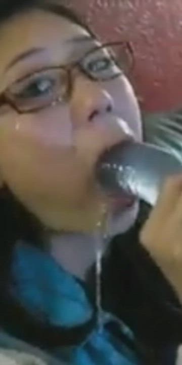 Asian Dildo Face Fuck Gagging Sloppy gif