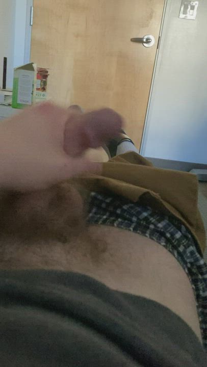 Male Masturbation Office Solo gif