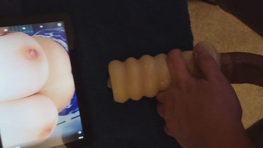 Big Dick Cum Tits Toy gif