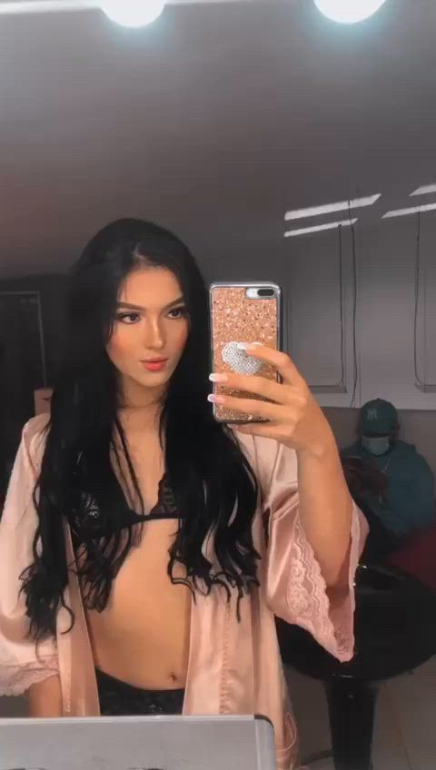 brunette latina lesbian lingerie small tits solo squirting tits gif