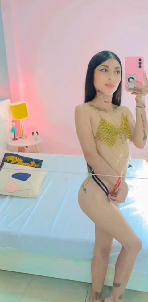 brunette latina pussy skinny small tits solo tattoo teen gif