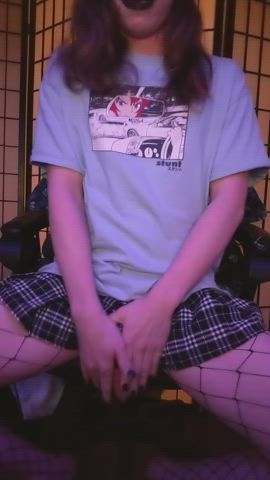 18 years old big dick cock femboy fishnet goth masturbating solo gif