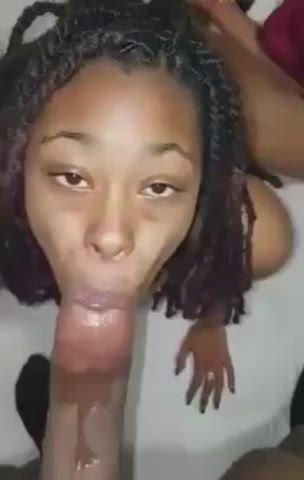 Blowjob Ebony Ebony Couple Sloppy gif