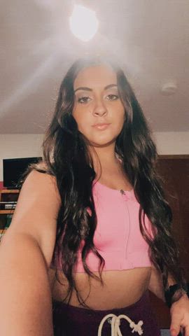 Unzipping my pretty pink sports bra (reveal)