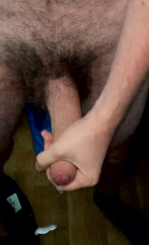 Lick the cum from my uncut cock