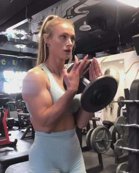 Blonde Fitness Gym Muscular Girl Teen gif