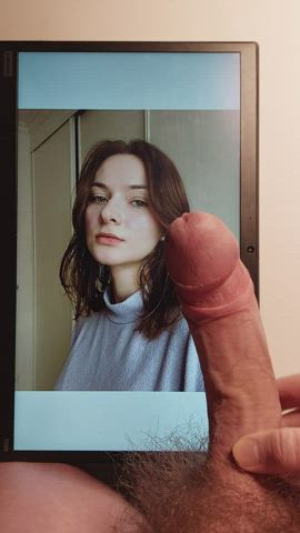 Cumming on a Cute Brunette