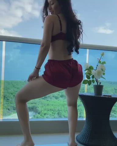Red satin shorts dance