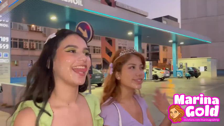 boobs bukkake caught cum cute exhibitionist facial public pussy sex gif