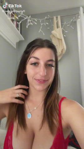 brunette cleavage tiktok gif