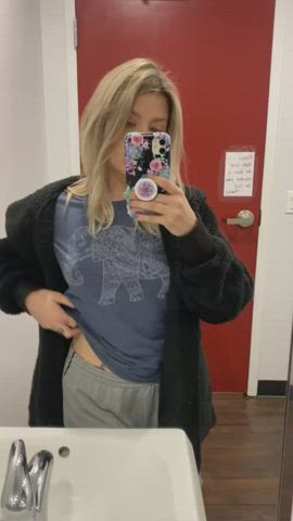 amateur bathroom caption censored flashing humiliation public pussy sissy gif
