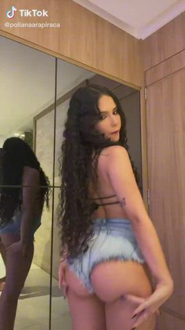 ass booty brunette petite shorts tiktok gif