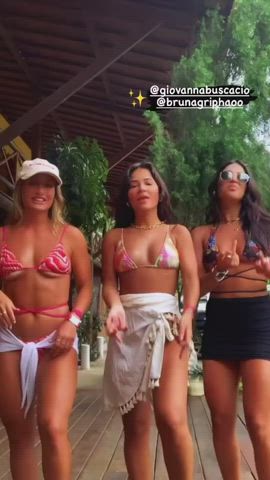 blonde brunette dancing gif