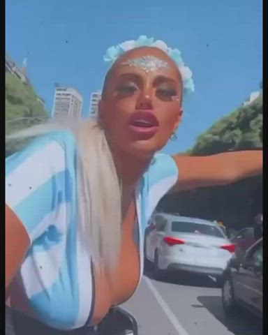 amateur big tits boobs public gif