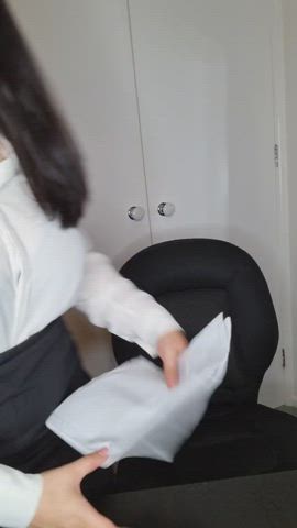 Big Tits Boobs Brunette Huge Tits Natural Tits Office Secretary Tease Tits gif