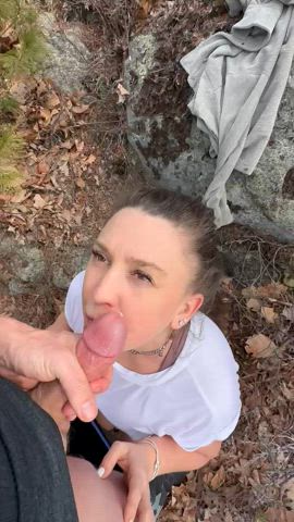 blowjob cock cum cumshot deepthroat facial hotwife milf pov gif