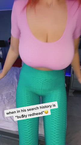 Big Tits Boobs Redhead gif